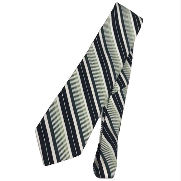 Croft & Barrow Striped Tie Green White Silver - Picture 3 of 5